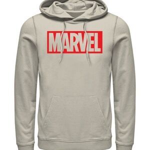 Marvel Men's Graphic Logo Hoodie Sweatshirt Gray Red NWT